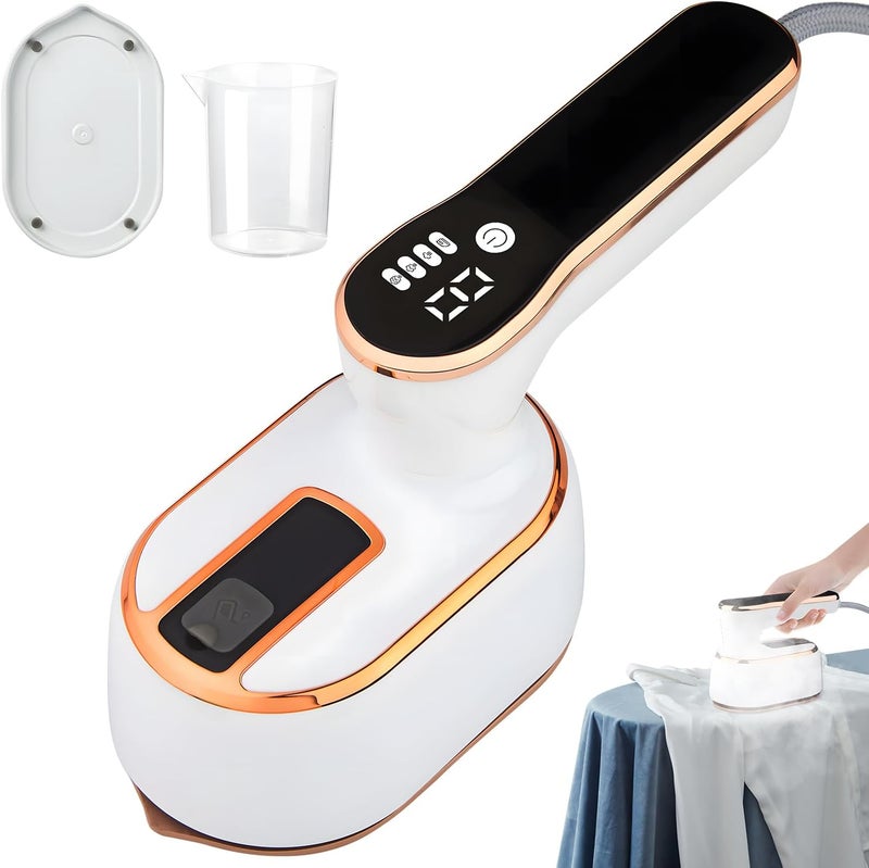 BSummit Upgrade Saker plus Steam Iron, 3 Steam Levels Clothes Steamer, 2-In-1 Steamer and Iron Professional Heavy-Duty Steam Travel Irons for Clothes, Suitable for Wool, Silk, Knitwear, Linen (White) - Image 1